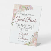 Rustikales Pink Boho Floral Bitte Unterschreiben S Sockelschild (Vorderseite)