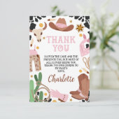 Rustikales Pink Brown Rodeo Geburtstag Danke Karte (Stehend Vorderseite)