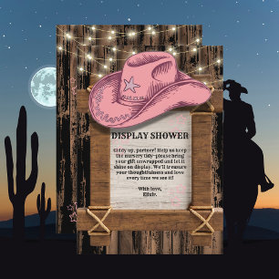 Rustikales Pink Cowgirl Hutelhut Baby Dusche Begleitkarte