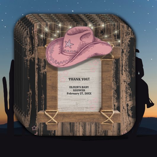 Rustikales Pink Cowgirl Hutelhut Baby Dusche Pappteller