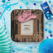 Rustikales Pink Cowgirl Hutelhut Baby Dusche Pappteller (Party)
