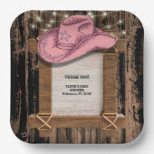 Rustikales Pink Cowgirl Hutelhut Baby Dusche Pappteller (Vorderseite)