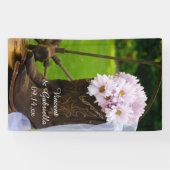 Rustikales Pink Daisies Cowboy Boots Western Weddi Banner (Horizontal)