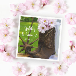 Rustikales Pink Daisies Cowboy Boots Western Weddi Serviette