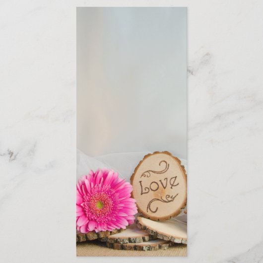 Rustikales Pink Daisy Woodland Hochzeitsprogramm Programm (Vorderseite)