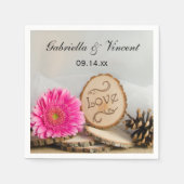 Rustikales Pink Daisy Woods Wedding Serviette (Vorderseite)
