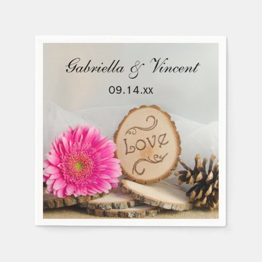 Rustikales Pink Daisy Woods Wedding Serviette (Vorderseite)