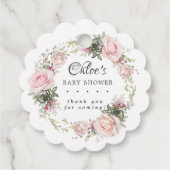Rustikales Pink Floral Baby Dusche Danke Geschenkanhänger (Rückseite)