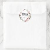 Rustikales Pink Floral Baby Dusche Danke Runder Aufkleber (Tasche)