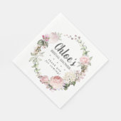 Rustikales Pink Floral Brautparty Vielen Dank Serviette (Ecke)