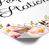Rustikales Pink Floral Wedding Selfie Station Zeic Poster (Ecke)