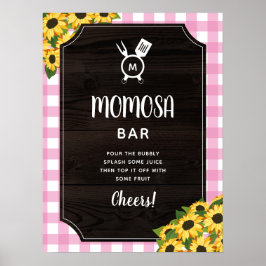 Rustikales Pink Gingham Sunflowers Monogram Momosa Poster