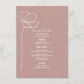 Rustikales Pink Line Art Blume Wedding Menu Menükarte (Vorderseite)