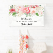 Rustikales Pink Peony Brautparty Willkommensbanner Banner (Insitu)