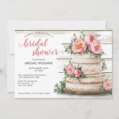 Rustikales Pink Peony Cake Floral Brautparty Einladung (Vorderseite)