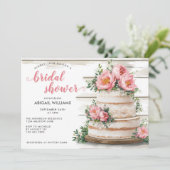 Rustikales Pink Peony Cake Floral Brautparty Einladung (Stehend Vorderseite)
