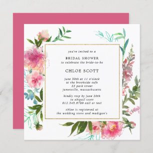 Rustikales Pink Peony Floral Brautparty Einladung