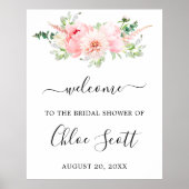 Rustikales Pink Peony Floral Brautparty Willkommen Poster (Vorne)