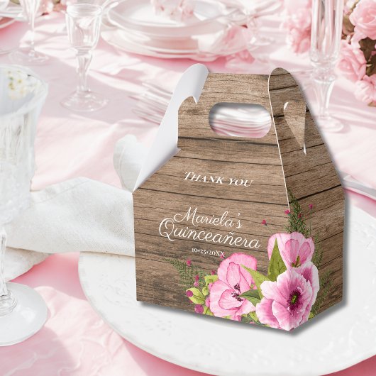 Rustikales Pink Poppies Quinceañera Geschenkschachtel