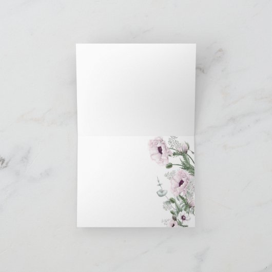 Rustikales Pink Poppies White Dahlia Garden Vielen Dankeskarte (Innenseite)