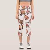 Rustikales Pink Pumpkin Pattern Capri Leggings (Vorderseite)