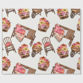 Rustikales Pink Pumpkin Pattern Geschenkpapier (Flach)