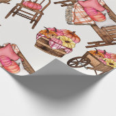 Rustikales Pink Pumpkin Pattern Geschenkpapier (Ecke)