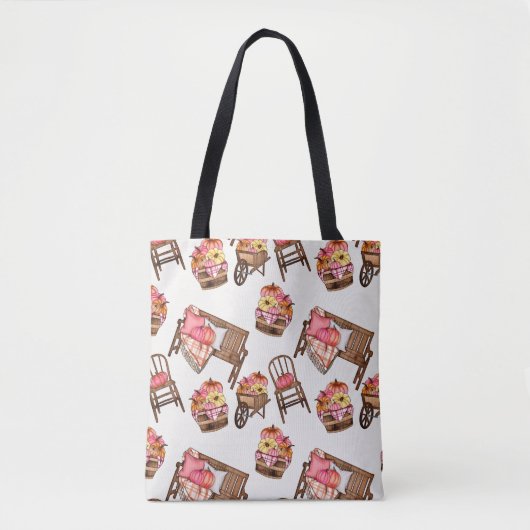 Rustikales Pink Pumpkin Pattern Tasche (Vorderseite)
