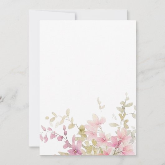 Rustikales Pink & Sage Aquarell Blumenbrunch Einladung (Rückseite)