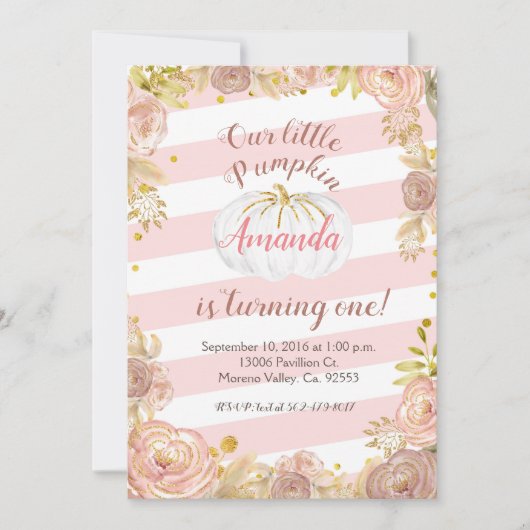 Rustikales Pink Unser Kürbis macht eine Einladung (Vorderseite)