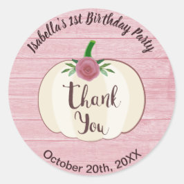 Rustikales Pink Wood White Pumpkin Floral Vielen D Runder Aufkleber