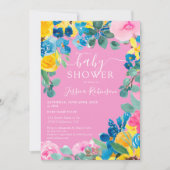 Rustikales pinkfarbenes Foto Babydusche Einladung (Vorderseite)