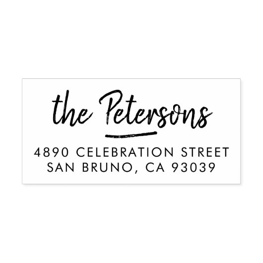 Rustikales Pinselskriptfamilie Name & Rücksendeadr Gummistempel (Prägung)