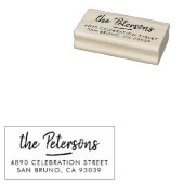 Rustikales Pinselskriptfamilie Name & Rücksendeadr Gummistempel (Stempel)