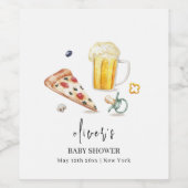 Rustikales Pizza Beers Schnuller Baby Dusche Weine Weinetikett (Einzelnes Label)