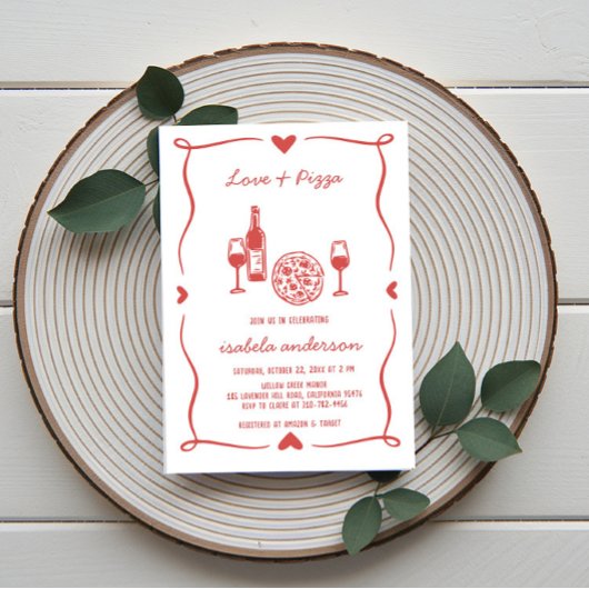 Rustikales Pizza & Brautparty laden ein Einladung
