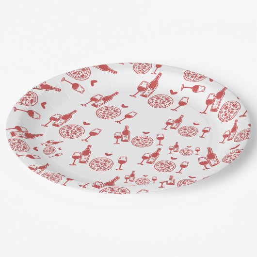 Rustikales Pizza & Brautparty Pappteller (Schrägansicht)