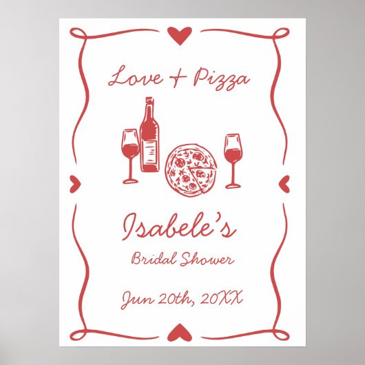 Rustikales Pizza & Brautparty Poster (Vorne)