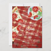 Rustikales Pizza Slices Birthday Party Script Einladung (Vorderseite)