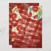 Rustikales Pizza Slices Birthday Party Script Einladung (Vorne/Hinten)