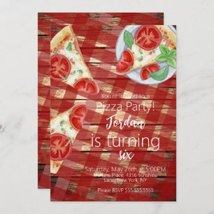Rustikales Pizza Slices Birthday Party Script Einladung