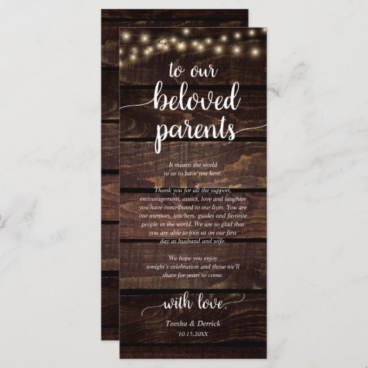 Rustikales Place Setting Dinner Party Danke Karte (Vorne/Hinten)