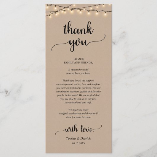 Rustikales Place Setting Dinner Party Danke Karte (Vorderseite)