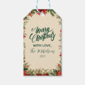 Rustikales Poinsettia Pine Christmas Party Geschenkanhänger (Vorderseite)