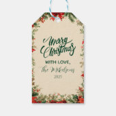 Rustikales Poinsettia Pine Christmas Party Geschenkanhänger (Rückseite)