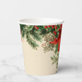Rustikales Poinsettia Pine Christmas Party Pappbecher (Rückseite)