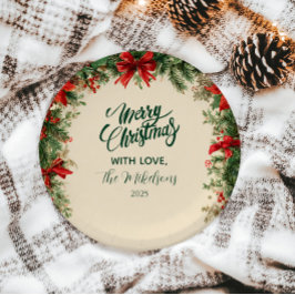 Rustikales Poinsettia Pine Christmas Party Pappteller