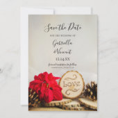 Rustikales Poinsettia Woodland Winter Save the Dat Save The Date (Vorderseite)