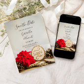 Rustikales Poinsettia Woodland Winter Save the Dat Save The Date