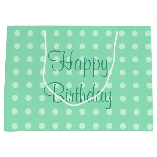 Rustikales Polka Dots Mint Grün Farbe glücklich Ge Große Geschenktüte (Vorderseite)